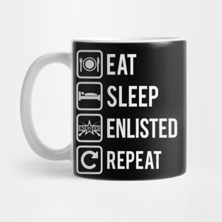 Eat Sleep Enlisted Repeat on Dark Mug